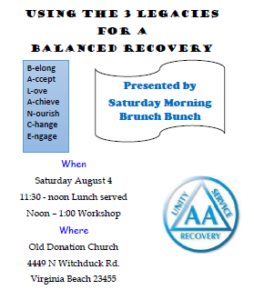 Using the 3 Legacies For a Balanced Recovery @ Old Donation Church | Virginia Beach | Virginia | United States