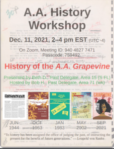 Workshop: History of the A.A. Grapevine @ Zoom