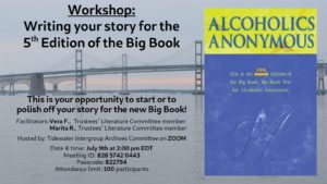 Workshop: Writing Your Story for the 5th Edition of the Big Book @ Zoom