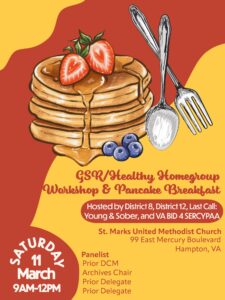 GSR/Healthy Homegroup Workshop & Pancake Breakfast @ St Mark's United Methodist Church | Hampton | Virginia | United States