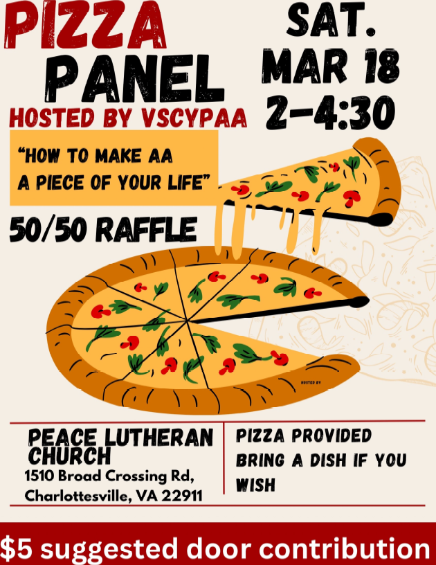 Pizza Panel - Hosted by VSCYPAA @ Peace Lutheran Church | Charlottesville | Virginia | United States