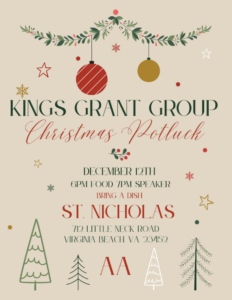 Kings Grant Group Christmas Potluck @ St. Nicholas | Savannah | Georgia | United States