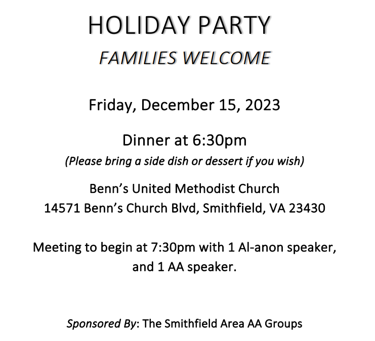 Smithfield Holiday Party 2023 @ Benn's United Methodist Church | Smithfield | Virginia | United States
