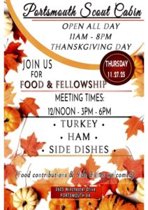 Portsmith Scout Cabin Thanksgiving Day Meetings and Meals @ Portsmouth | Virginia | United States